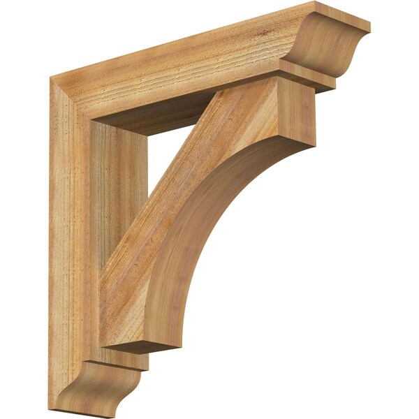 Ekena Millwork Westlake Traditional Rough Sawn Bracket w/ Offset Brace, Western Red Cedar, 6"W x 24"D x 24"H BKT0604X24X24WTL01RWR - main